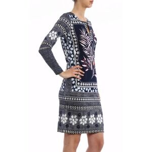 Diane Von Furstenberg Reina Long 100% Silk Jersey Dress Blue Womens Size 12 EUC